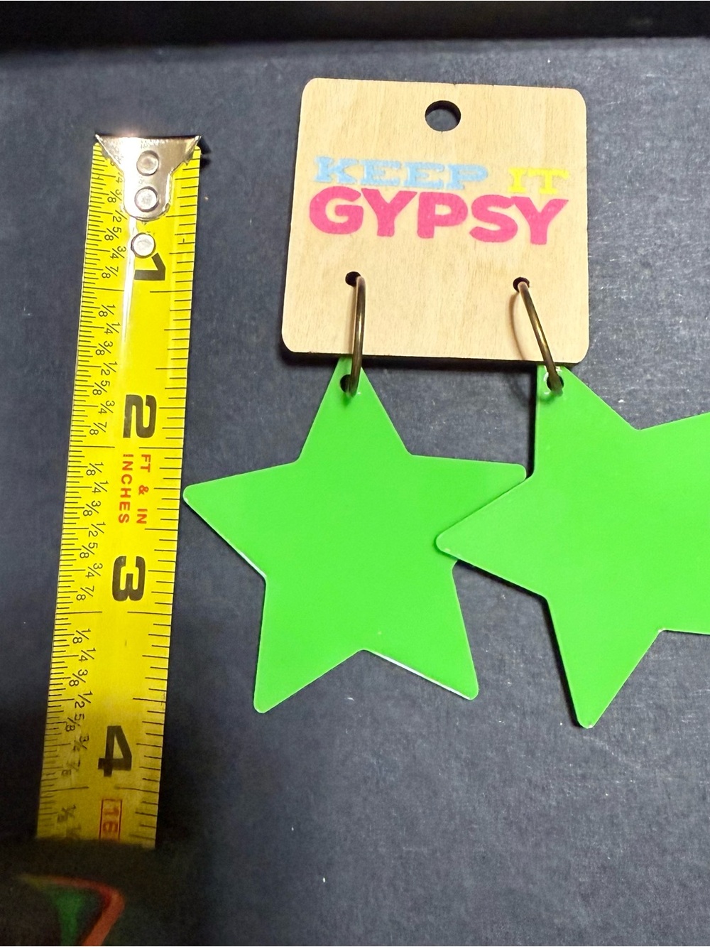 Neon Green Star Earrings